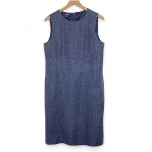 Lafayette 148 New York Women’s 8 Blue Linen Wool Pencil Dress Mid Length